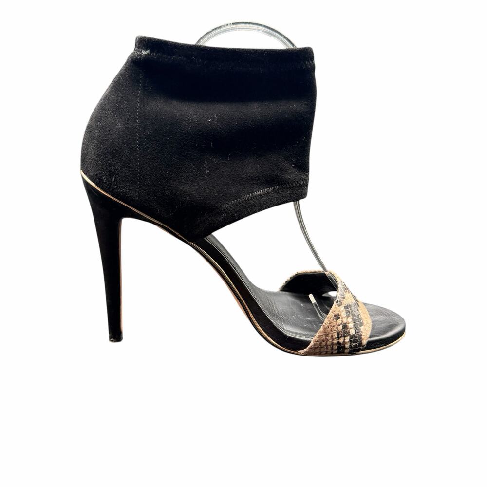 Coach Snakeskin Toe Strap Stiletto Heels Black Suede Ankle Cuff 8.5B - Picture 5 of 9